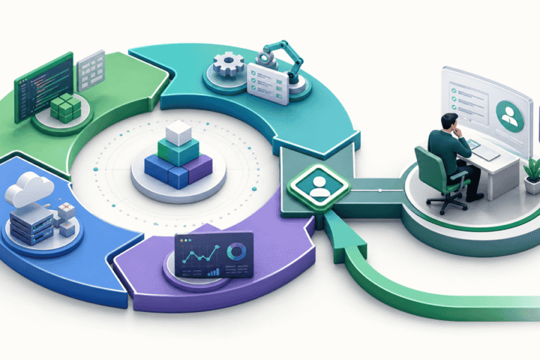 review AI generated code shown as worker reviewer executable evidence and human authority in four swimlanes
