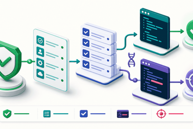AI generated tests verification shown as an acceptance promise connected to a weak test then a mutation that exposes i